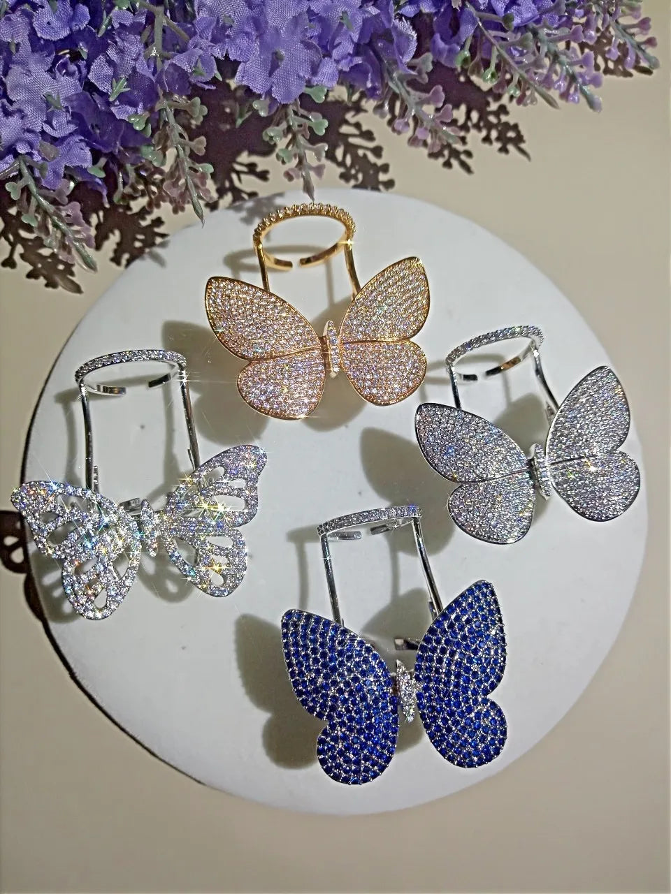 Flying butterfly Micro Pave 300pcs Lab Diamond cz Ring 925 Sterling silver Engagement Wedding band Rings for Women Party Jewelry