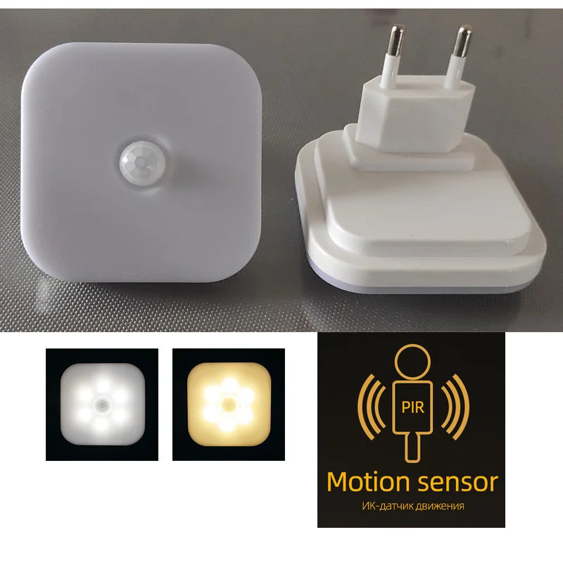 LED Night Wall Lamp Light With EU Plug Smart Motion Sensor Home Staircase Closet Aisle WC Bedside Lamp Hallway Pathway A11