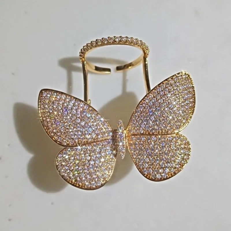 Flying butterfly Micro Pave 300pcs Lab Diamond cz Ring 925 Sterling silver Engagement Wedding band Rings for Women Party Jewelry