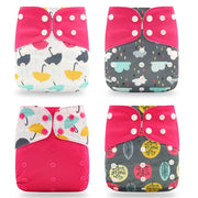 Happyflute New Desig Hot Sale 4Pcs OS Pocket Diaper Washable&Reusable Absorbent Ecological Diaper Cover Adjustable Baby Nappy