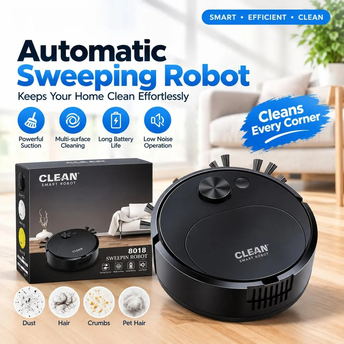 NEW USB Sweeping Robot Vacuum Cleaner Mopping 3 In 1 Smart Wireless 1500Pa Dragging Cleaning Sweep Floor for Home Office