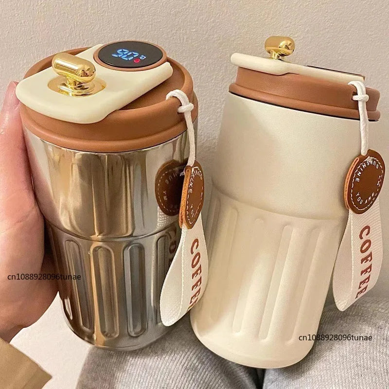 Intelligent Digital LED Temperature Display Coffee Cup Stainless Steel Thermo Bottle Keeps Cold and Heat Thermal Mug Sports Cup