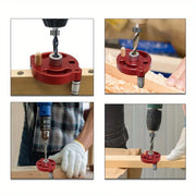 Self‑Centering Dowel Jig, Handheld Straight‑Hole Drill Guide Locator, Wood Panel Punching Tool for Woodworking Furniture Joints
