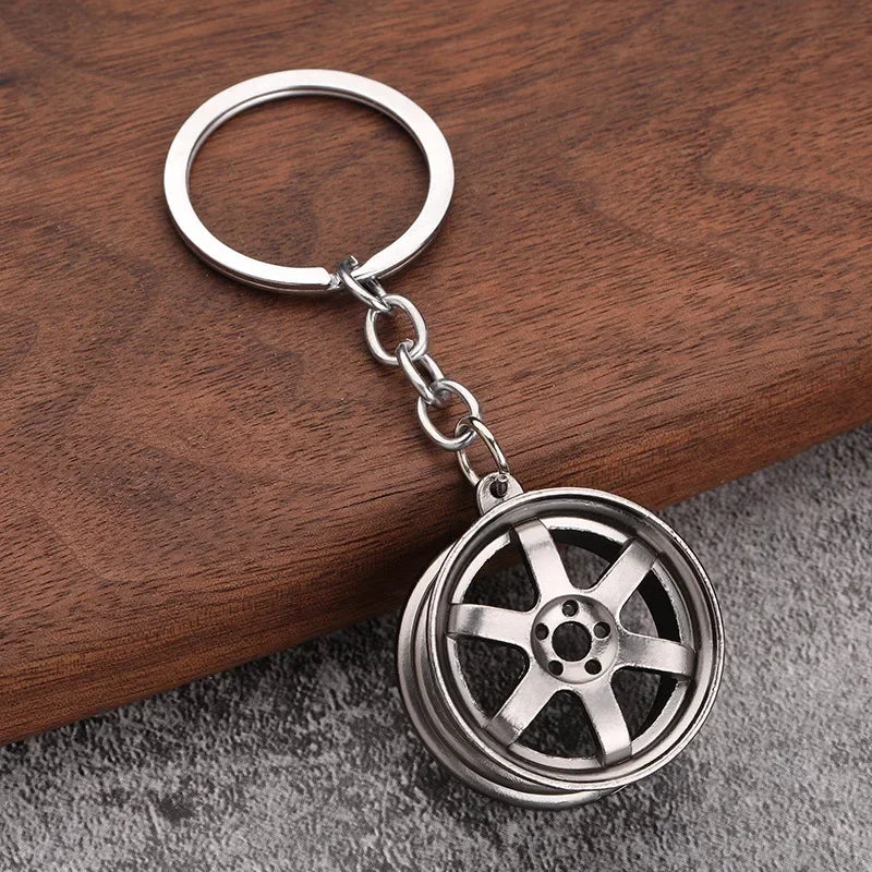 Creative Gear Head Keychain Speed Gearbox Keyring for Car Key Turbo Hub Brake Disc Pendant Shock Absorber Keys Holder Chain Ring