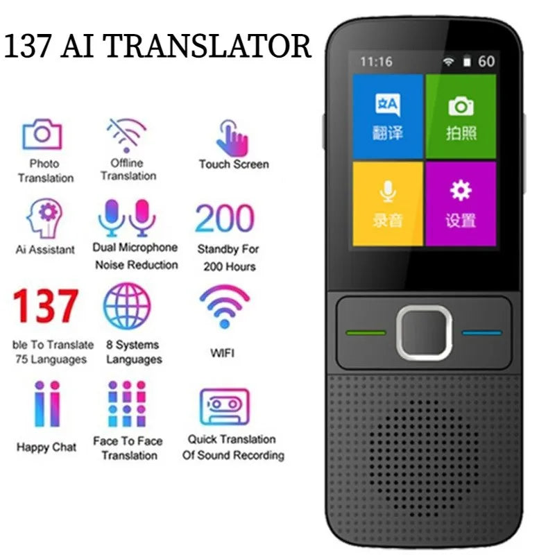 T10 Smart Voice Translator 137 Multi Languages In Real Time Online Instant Off Line Translation AI Learning Conversion