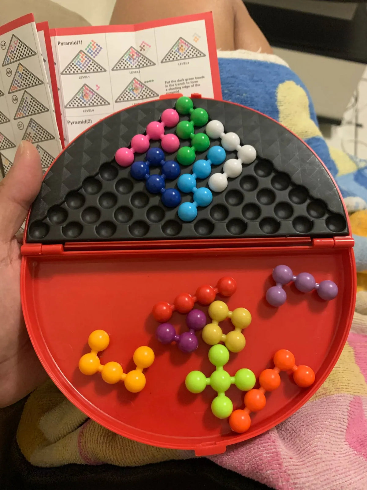 Classic IQ 3D Puzzle Board Game Pyramid Plate with Pearl Beads Children's Logical Thinking Montessori Educational Toy Gift