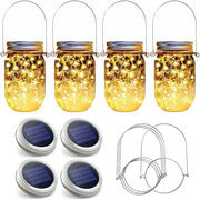 Solar Mason Jar Lights 20 LED Waterproof Fairy Firefly Jar Lid with Handles Lights For Patio Garden Wedding Decoration（No Jars）
