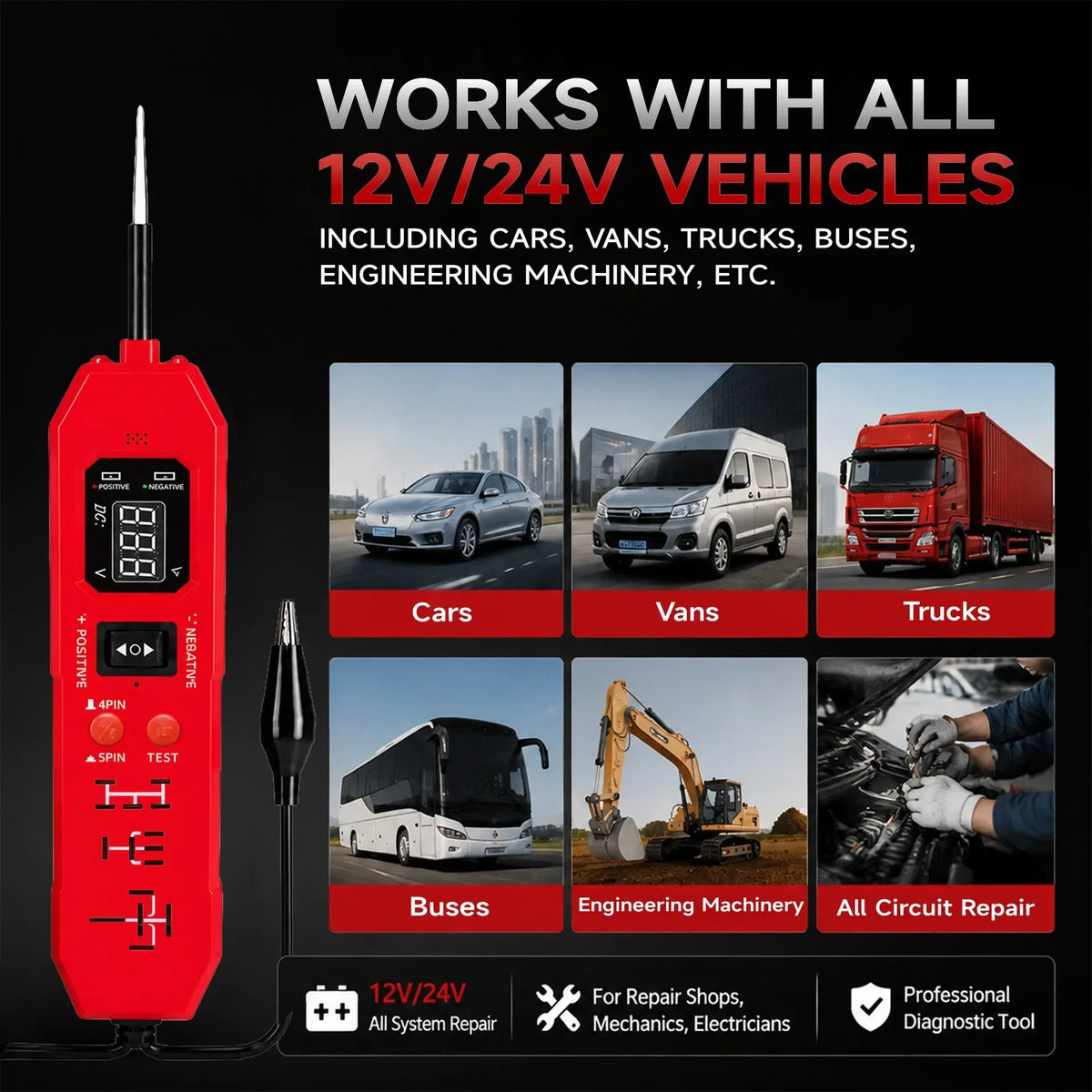 Automotive circuit and relay tester with digital display, view 4