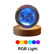 GGbingo 6cm Bedside RGB Lamp Solar Theme Cosmos Series Crystal Ball Night Lights Milky Way Moon for Desk Creative Gift