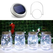 Solar Mason Jar Lights 20 LED Waterproof Fairy Firefly Jar Lid with Handles Lights For Patio Garden Wedding Decoration（No Jars）