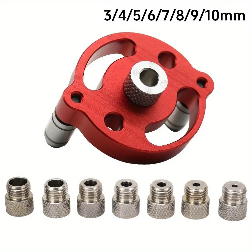 Self‑Centering Dowel Jig, Handheld Straight‑Hole Drill Guide Locator, Wood Panel Punching Tool for Woodworking Furniture Joints