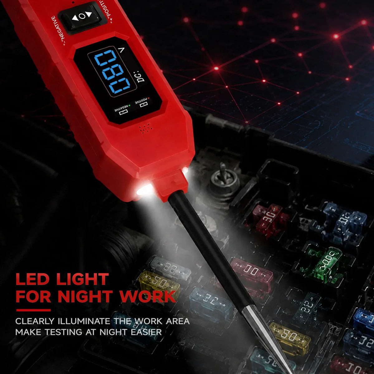 Automotive circuit and relay tester with digital display, view 3