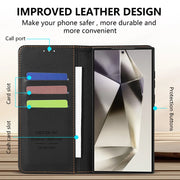 Wallet Skin Friendly Card Slot Magnetic Flip Leather Case For Samsung Galaxy S25 Edge S24 FE S23 Ultra S22 S21 S20 S10Plus Cover