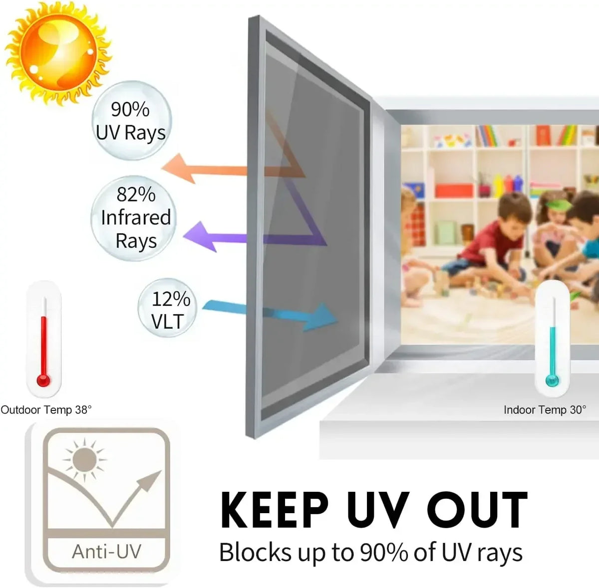 One-way mirror privacy window tint film, view 2