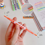 3/6Pcs/Set Double Head Fluorescent Highlighter Pen Markers Pastel Drawing Pen for Student School Office Supplies Cute Stationery