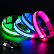 USB Rechargeable/Button Battery Dog Collar Light Luminous Flashing Glowing Nylon Reflective LED Dog Collar Night Safety For Cats