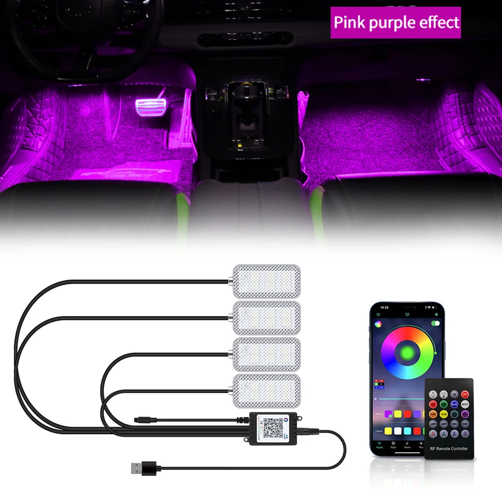 Footwell RGB interior LED light strips for cars