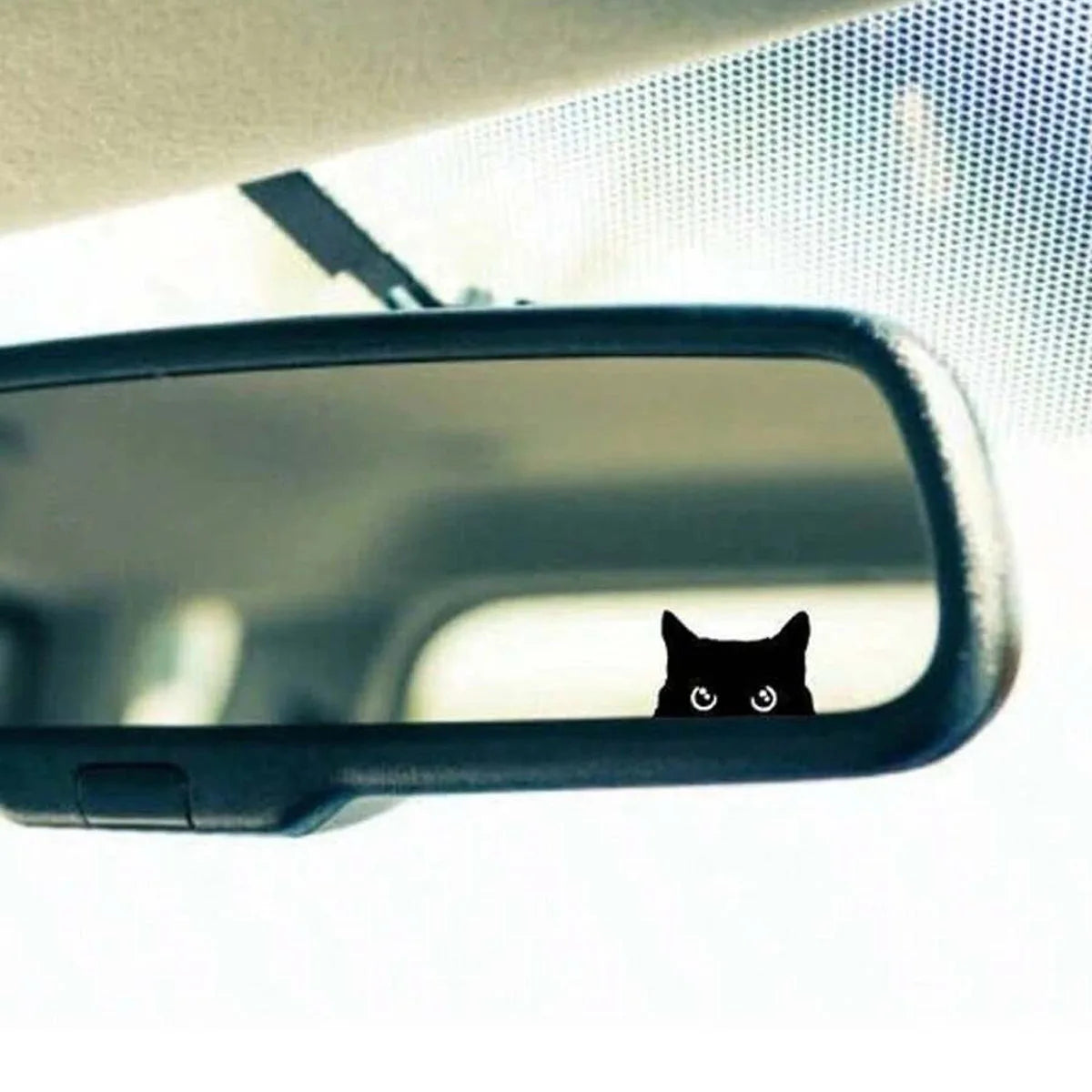 Black cat peeker car interior decal