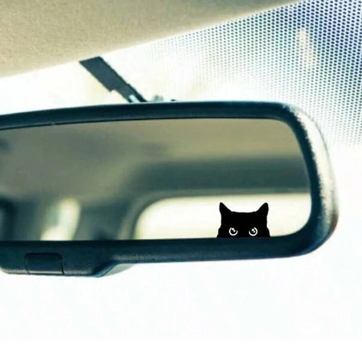 Black cat peeker car interior decal