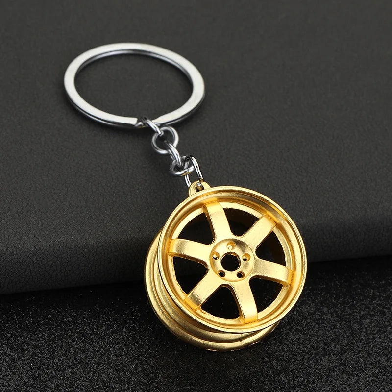 Creative Gear Head Keychain Speed Gearbox Keyring for Car Key Turbo Hub Brake Disc Pendant Shock Absorber Keys Holder Chain Ring