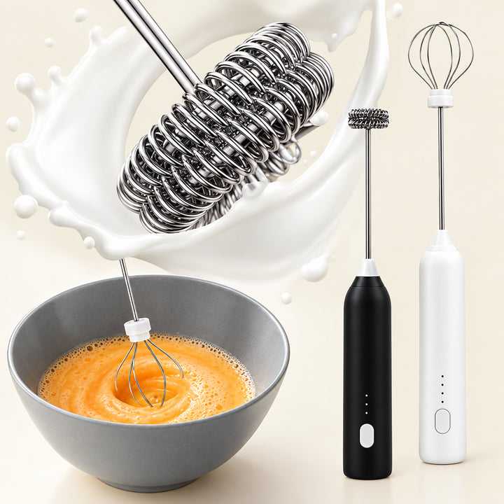 HOT  Electric Milk Frother + Egg Beater Wireless Type-C Charging 3 Speeds Mini Handheld Foam Maker Coffee Whisk Cooking Tools