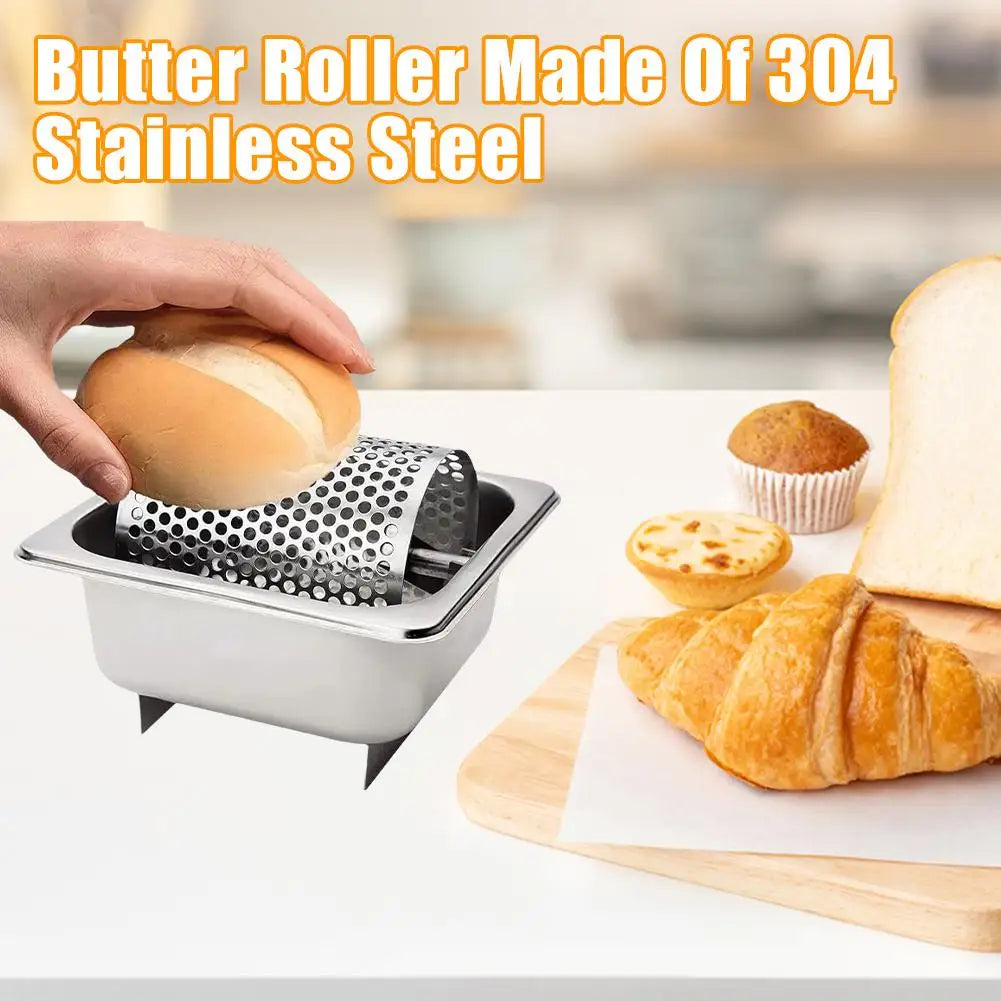 Stainless Steel Butter Roller with Base Butter Spreader Wheel Efficient Labor-saving Butter Dispenser American Burger Tool