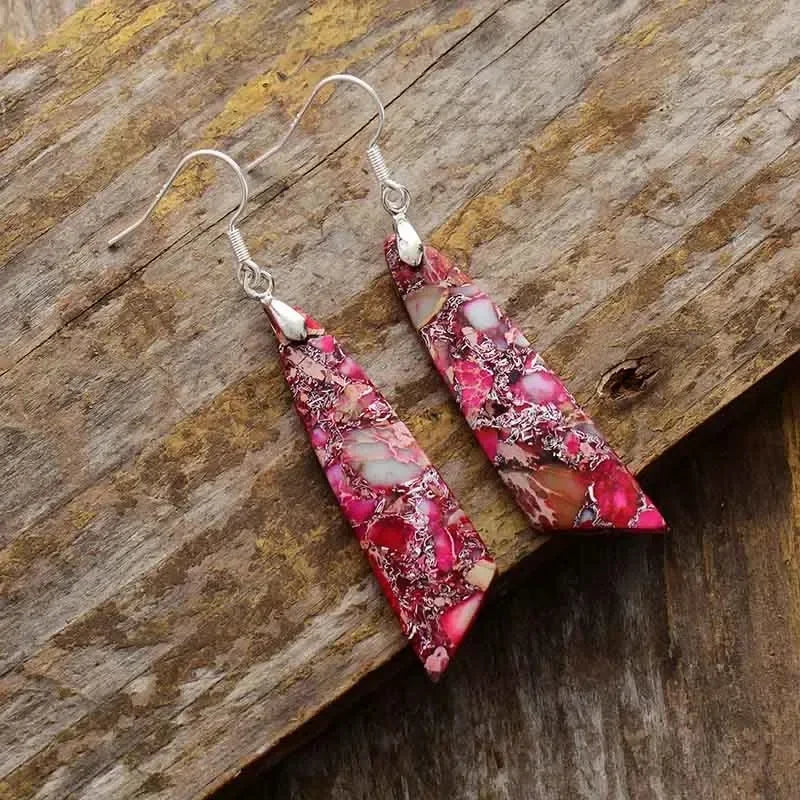 Bohemian Emperor Stone Geometric Pendant Earring Popular Natural Stone Jewelry Earrings for Women Luxury Boho Original earring
