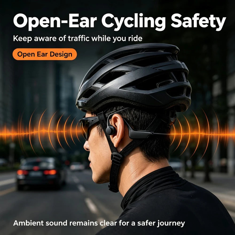 KEBIDUMEI Bluetooth 6.0 Air Conduction Earphones Sports Open-Ear Headphones Supports TF Card Outdoor Noise Reduction Headsets