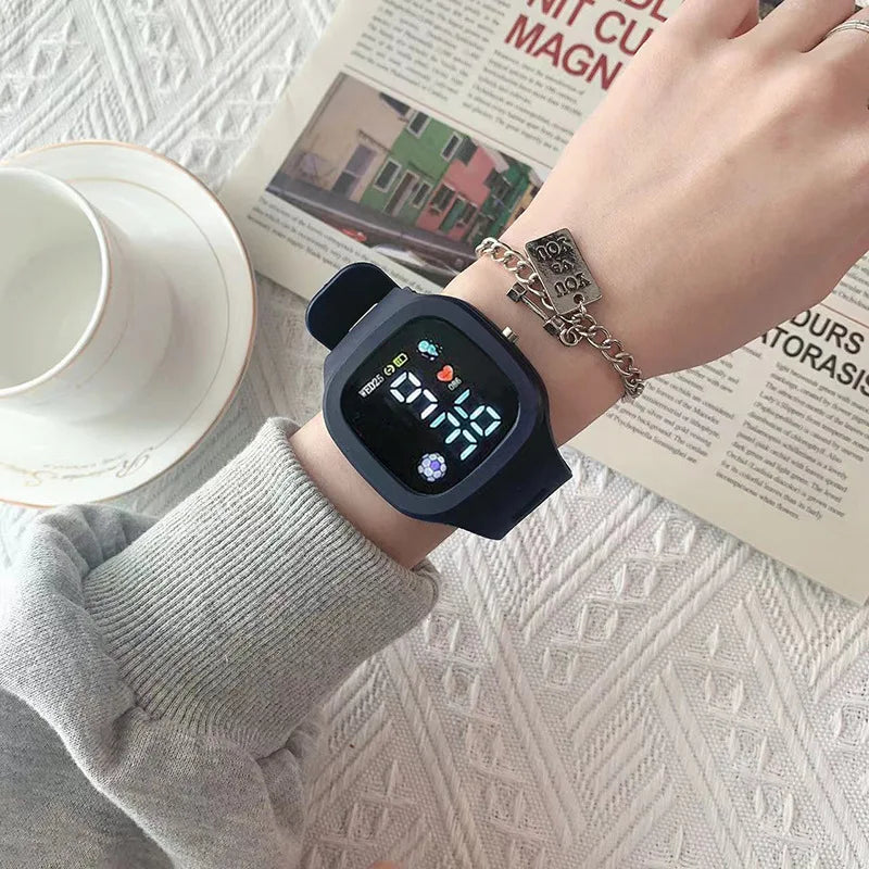 Men Women Watch Led Digital Sports Watch For Kids Boys Girls Square Big Dial Waterproof Silicone Men's Electronic Wristwatch