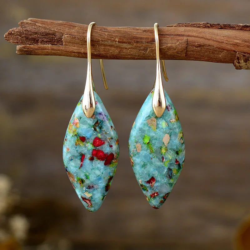 Bohemian Emperor Stone Geometric Pendant Earring Popular Natural Stone Jewelry Earrings for Women Luxury Boho Original earring