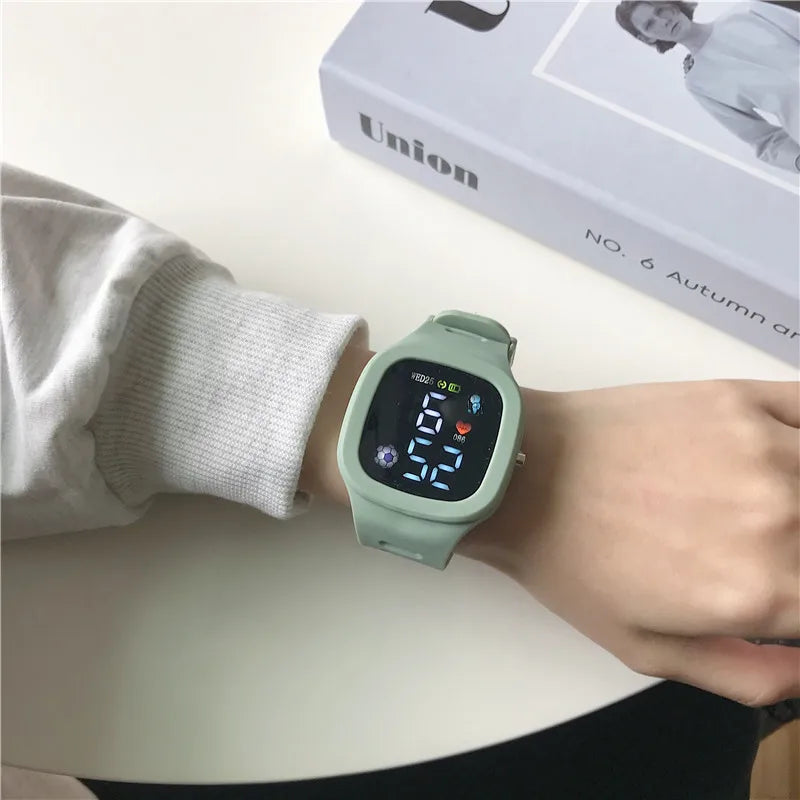 Men Women Watch Led Digital Sports Watch For Kids Boys Girls Square Big Dial Waterproof Silicone Men's Electronic Wristwatch