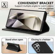 Wallet Skin Friendly Card Slot Magnetic Flip Leather Case For Samsung Galaxy S25 Edge S24 FE S23 Ultra S22 S21 S20 S10Plus Cover
