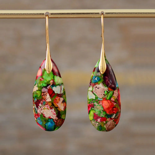 Bohemian Stone Drop Earrings - view 2