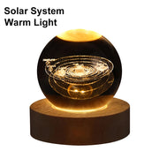 GGbingo 6cm Bedside RGB Lamp Solar Theme Cosmos Series Crystal Ball Night Lights Milky Way Moon for Desk Creative Gift