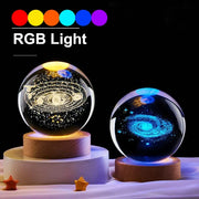 GGbingo 6cm Bedside RGB Lamp Solar Theme Cosmos Series Crystal Ball Night Lights Milky Way Moon for Desk Creative Gift