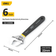 Deli Adjustable Wrench Car Bicycle Wrenchs Dip Plastic Carbon Steel Universal Spanner Mechanical Workshop Hand Repair Tools