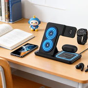 3 In 1 Foldable Wireless Charger Stand LED Fast Charging Station for Samsung S25 S24 S23 Galaxy Watch 2-8 Active Buds Pro