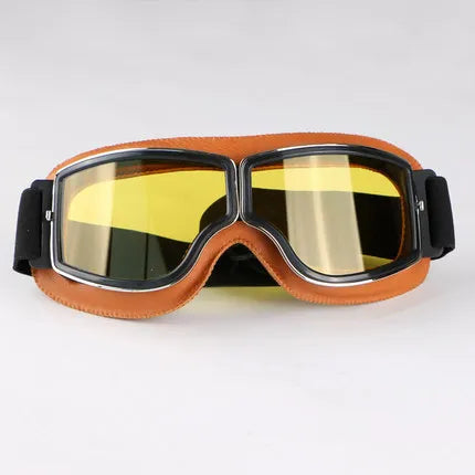 Motorcycle Glasses Windproof Motorcycle Helmet Glasses Sunglasses Retro Universal Folding Leather Retro Motorcycle Accessories