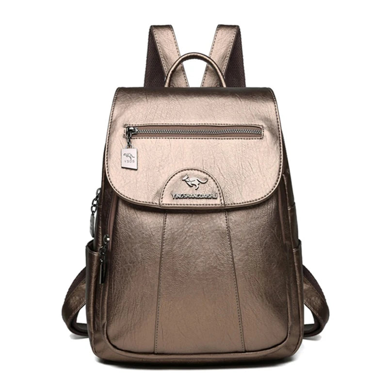 2024 New Women Leather Backpacks High Quality Female Vintage Backpack For Girls School Bag Travel Bagpack Ladies Back Pack