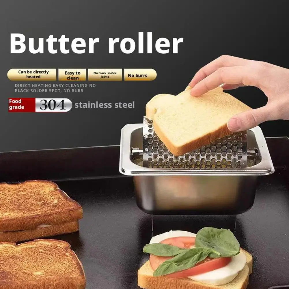 Stainless Steel Butter Roller with Base Butter Spreader Wheel Efficient Labor-saving Butter Dispenser American Burger Tool