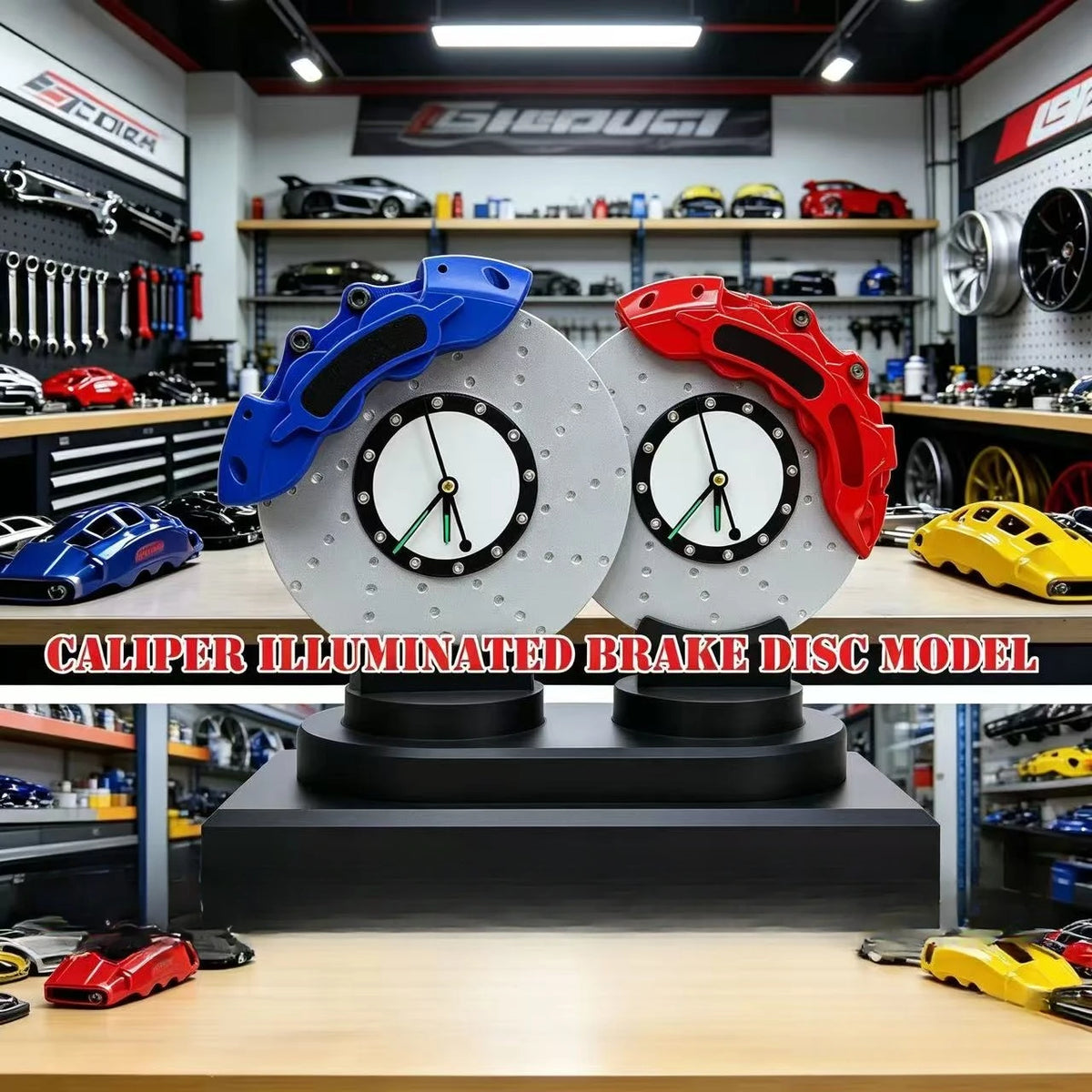 Brake disc and caliper LED desk lamp