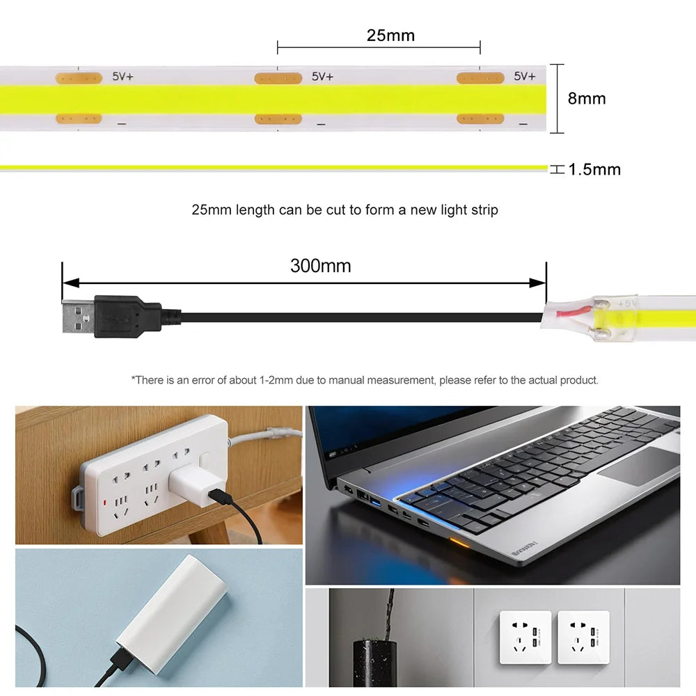Flexible USB COB Light Strip