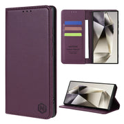 Wallet Skin Friendly Card Slot Magnetic Flip Leather Case For Samsung Galaxy S25 Edge S24 FE S23 Ultra S22 S21 S20 S10Plus Cover