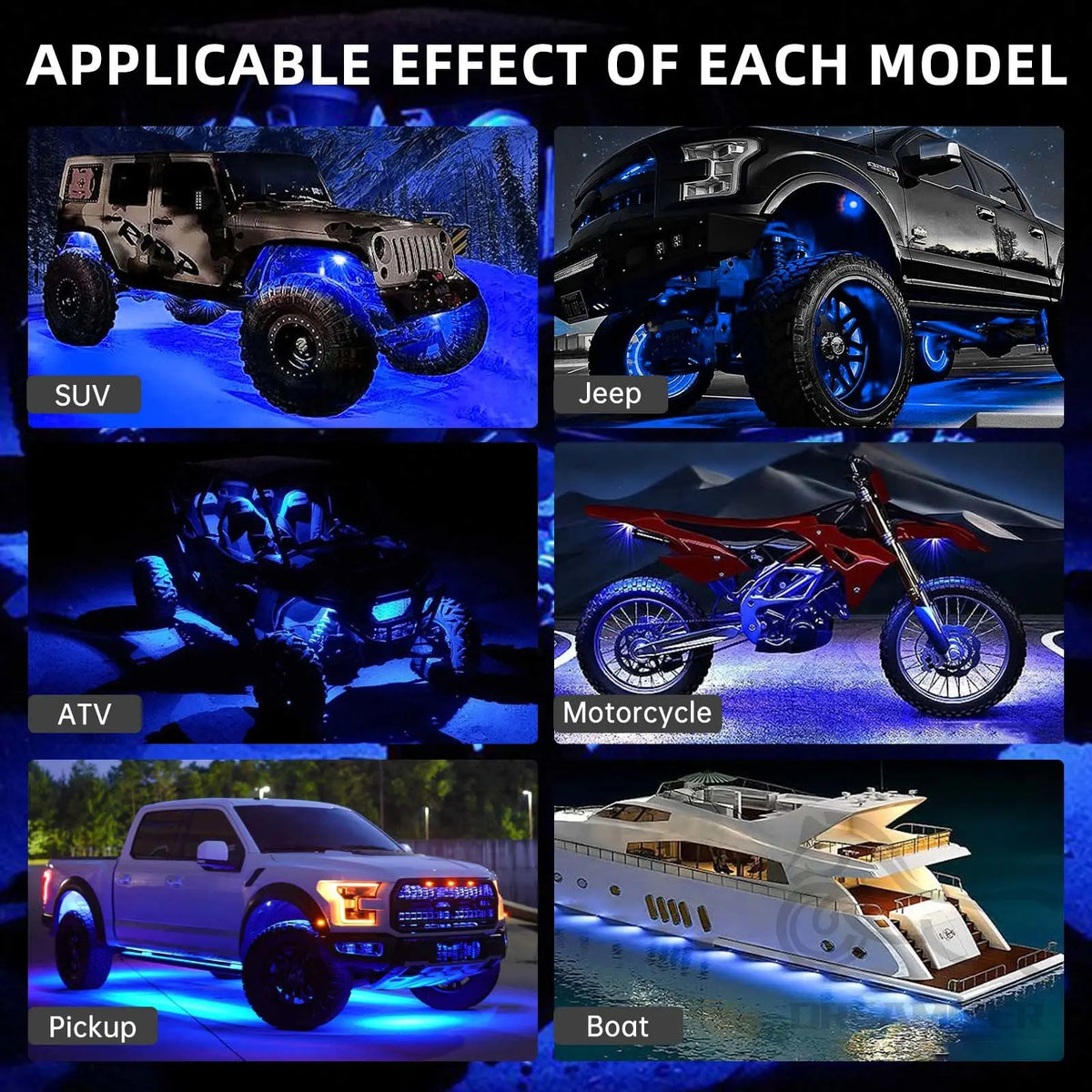Underglow LED rock light kit for vehicles, view 5
