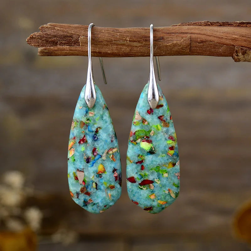 Bohemian Emperor Stone Geometric Pendant Earring Popular Natural Stone Jewelry Earrings for Women Luxury Boho Original earring