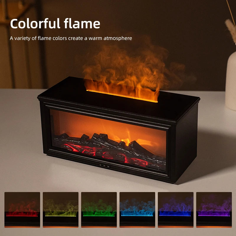 7 Colors of Essential Oil Fireplace Diffuser Mini Flame Aromatherapy Fireplace Humidifier Aromatherapy Oil Diffuser