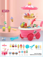 Children's Girls Play Every House Ice Cream Candy Ice Cream Truck, Puzzle Simulation Cart Kitchen Toy Set