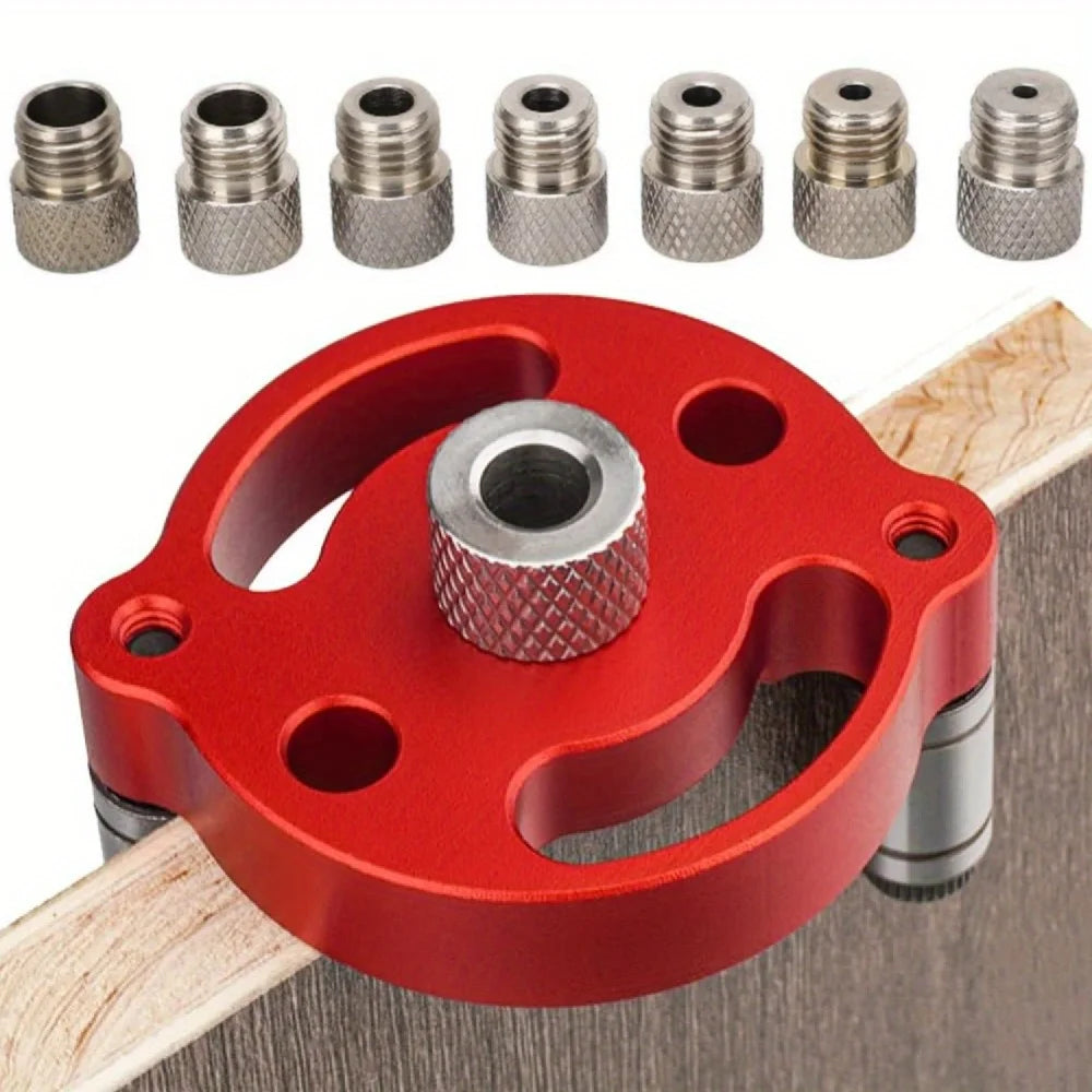 Self‑Centering Dowel Jig, Handheld Straight‑Hole Drill Guide Locator, Wood Panel Punching Tool for Woodworking Furniture Joints