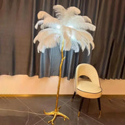 Nordic Ostrich Feather Floor Lamp Living Live Room Atmosphere Home Decor Sofa Corner Standing Lamp Bedroom Bedside Table Light
