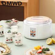 DMWD Fully Automatic Yogurt Maker 1.5L Stainless steel liner Thermostatic Rice wine Enzyme Natto Fermenter With Sealed glass cup